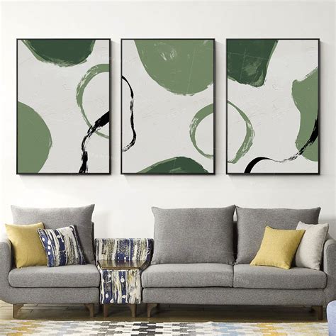 brown and grey wall art|green wall hanging decor.